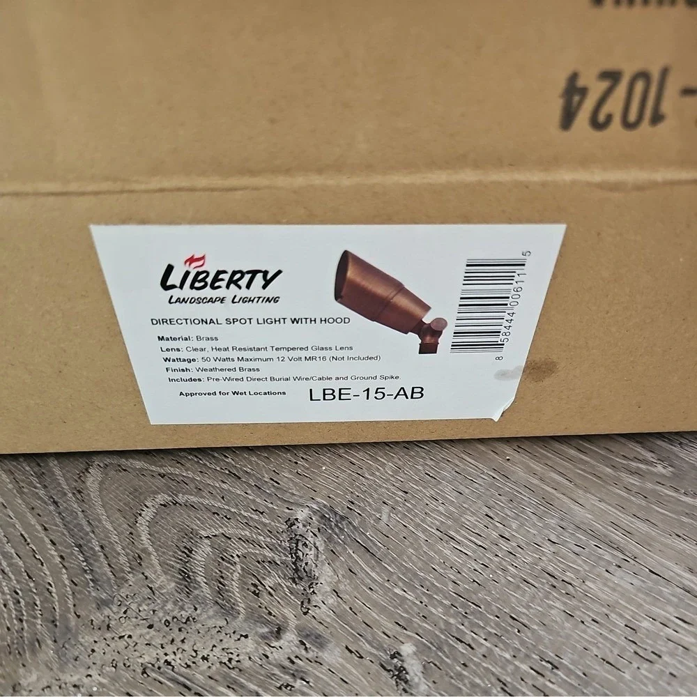 Liberty Landscape Lighting Spot Light with Hood - Weathered Brass‎